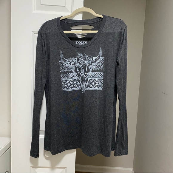 Rock&Roll Cowgirl Flower Crown Cow Skull Tee - Picture 6 of 8